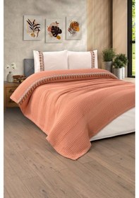 Resim Çift Kişilik 4 Parça Püsküllü Havuz Pike Takımı Kayısı Rengi 