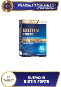 Resim Nutraxin Biotin Forte 5.000 Mcg 60 Tbl - Biyotin, Çinko, Selenyum, Bakır Saç ve Tırnak Vitamini 