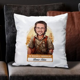 Resim Karikatürlü En Başarılı Erkek Arkeolog Yastık 