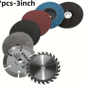 Resim 7 adet ProCut 3 İnç Dairesel Testere Bıçağı Seti, 75 mm Taşlama Diski Dahil - Dayanıklı Çelik Yapı, Zincirli Testere Diski Bıçağı Dahil, Metal Kesme Aracı Se 