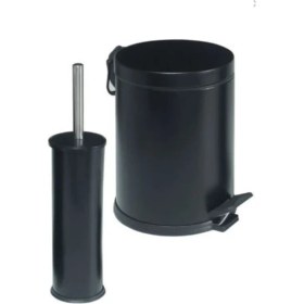 Resim MaxiFlow Siyah Banyo Çöp Kovası 5 lt Galvaniz Malzeme İkili Set Modern Tasarım 