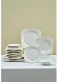 Resim Karaca Square Bone Mensa 24 Parça 6 Kişilik Yemek Takımı Beyaz 