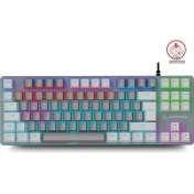Resim Rampage Snug K14 Gri/beyaz Red Switch Rainbow Aydınlatmalı 87 Tuşlu Tkl Mekanik Klavye Ultra Gaming Oyuncu Klavye 