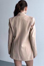 Resim Vivika Düğmeli Astarlı Çift Kapaklı Cepli Uzun Kollu Basic Günlük Geniş Oversize Rahat Kalıp Blazer Ceket 
