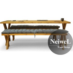 Resim Neiwel Adel Doğal Ahşap Banklı Toplantı Masasıı x 80 x 220 Açık Ceviz 