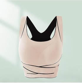 Resim Bej Kadın Şok Emici Koşu Spor Sutyeni, Düşme Önleyici Ve Güzel Sırt, Fitness Yoga Yeleği Tarzı Çelik Halkasız Sütyen Bej 