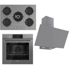 Resim Ferre Flowart Serisi QMS63CPR - RS038 - D079 Gri Ankastre Set 