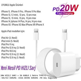 Resim Apple Uyumlu iPhone12 12 Pro 12 Pro Max - Mini Şarj Aleti Ve Kablo 20w Hızlı Pd Type-c 
