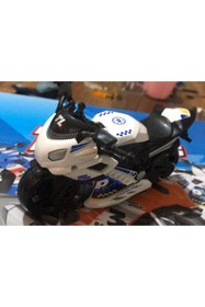 Resim Asya Oyuncak Oyuncak Sürtmeli Polis Motorsikleti 15 cm Beyaz Model Motorsiklet 