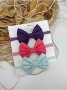 Resim Kız Bebek Hediyelik Üçlü Bandana Seti 3 Lü Mor-Narçiçeği-Mint 