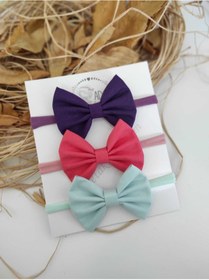 Resim Kız Bebek Hediyelik Üçlü Bandana Seti 3 Lü Mor-Narçiçeği-Mint 
