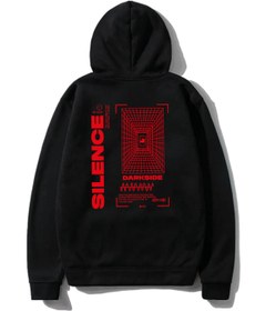 Resim Know Silence Oversize Hoodie Siyah Kırmızı 