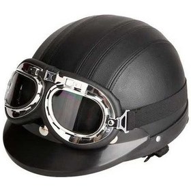 Resim Youtek Motorcycle Scooter Half Leather Helmet Visor Uv Vaq396 Beyaz - Siyah - Kırmızı Beyaz - Siyah - Kırmızı 