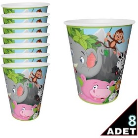 Resim Safari Sevimli Hayvanlar, Karton Bardak - 8 Adet 