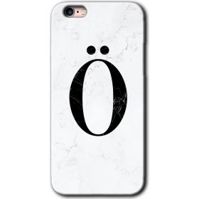 Resim Zipax iPhone 6 Plus Kılıf Hd Desen Baskılı Arka Kapak - Beyaz Mermer Desenli Ö Harfi 