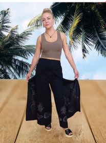 Resim Keten Bulmaca Pantolon Siyah / Standart 