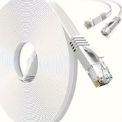 Resim Ultra Düz Cat6 Yüksek Hızlı 1Gbps UTP Yama Uzun Menzilli Ethernet Kabloları - Oyun Konsolları, Router'lar, Modemler, PC'ler, TV'ler ve Ev Ofisleri için Düz Tasarımlı Kablo - 48.77 cm'den 30.48 metre'ye kadar 11 uzunluk seçeneği - Beyaz 