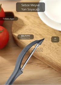 Resim Meyve Soyacağı Paslanmaz Sebze Soyacağı Yan Soyacak Çelik Siyah 17 Cm Siyah 