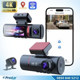 Resim 3 Kameralı 4k Ultra Hd Ön, İç Ve Arka Wifi Gps G-sensör Park Modu Dashcam Kamera 