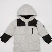 Resim Defacto Erkek Bebek Su İtici Ribana Kollu Kapüşonlu Mont C7760A524WNGR503 Gri 