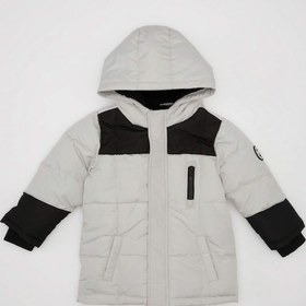 Resim Defacto Erkek Bebek Su İtici Ribana Kollu Kapüşonlu Mont C7760A524WNGR503 Gri 