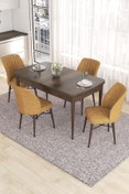 Resim Canisa Concept Eva Serisi 80x132 Açılabilir MDF Mutfak Masası Takımı Barok Desen Masa 4 Cappucino Sandalye 