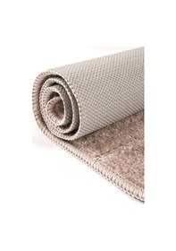 Resim Doğal Kaymaz Taban Banyo Paspas Set Yumuşak Dokulu Su Emici Yıkanabilir Yeni Çizgili Set 50x80-50x40 Vizon 