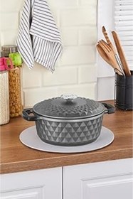 Resim NETWORK ART Taç Bella Döküm Kapak Derin Tencere 24 Cm Gri 