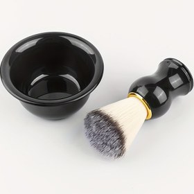 Resim Erkekler için ev bakım ve tıraş seti/köpüklü siyah kase/altın kenarlı köpük fırçası, kuaför tıraş aleti 