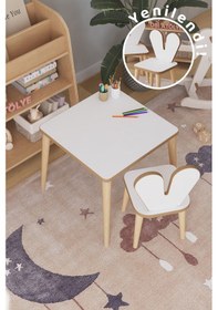 Resim Çocuk Oyun Aktivite Masası 45x45 Cm Çocuk Çalışma Masası Masa Sandalye Seti Çok Renkli 