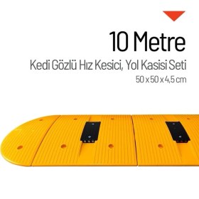 Resim İleri Trafik Kedi Gözlü Plastik Yol Kasisi Kapaklı Set - 10 Metre 