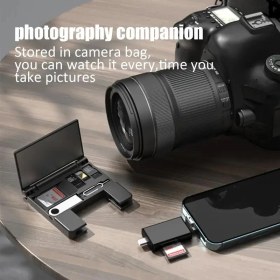 Resim Apera NR19 Otg 7 In 1 Lightning Type C Micro USB Hafıza Kart Okuyucu Ios 13 iPhone Android Kart Saklama Kutusu 