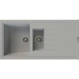 Resim Polex Cristalüx Granit Evye P-01 Gri 1.5 Gözlü Tezgah Altı Ve Tezgah Üstü Mutfak Evyesi 99x49.5 CM 