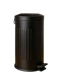 Resim Vintage Krem Çöp Kovası Amortisörlü Kapak Çizgili Lüks Model 16lt Siyah 