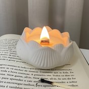 Resim Kendi Yapıştırıcı Mum Tutucu, Takı Saklama Kutusu Yaratımı İçin Lotus Çiçeği Silikon Reçine Döküm Kalıbı - Yuvarlak Şekil El Sanatları Kalıbı 