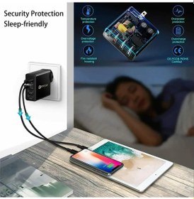 Resim Tenfowee 48w 4 Portlu Hızlı Şarj Cihazı - Usb-c Pd 30w + Qc 3.0 - Tüm Dünya Fiş Uyumlu 111 Karakter 