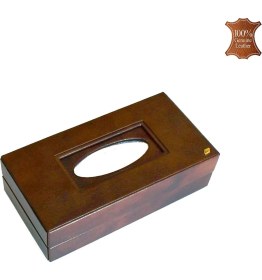 Resim Tabac 352-40 Hakiki Deri Mendil Kutusu Peçetelik Maya Kahve 