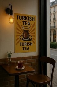 Resim Tablo (Mdf) Tek Parça Retro Tasarım (TURKISH TEA) 20cm x 30cm 