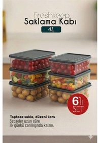 Resim Freshkeep 6 Lı 4l Gri Saklama Kabı - Gıda Koruma, Mikrodalga Ve Dondurucu Uyumlu Gri 