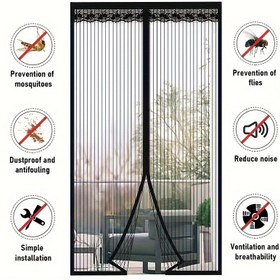 Resim Manyetik Mesh Kapı Perdesi: Haşereleri Dışarıda Tutun, Taze Hava İçeri Alın, ve Pets Serbestçe Dolaşın - Yatak Odası, Oturma Odası ve Balkon için Uygun 