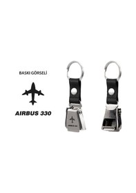 Resim Zekupp Airbus A330 Uçak Tasarımlı Şişe Açacağı Özellikli Siyah Renk Emniyet Kemeri Anahtarlık 