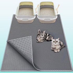 Resim EVA Malzemeden Üretilmiş Ekstra Büyük Çift Katmanlı Kedi Kumu Matı, Sıçramaları ve Sızıntıları Önlemek İçin Tasarlanmış, Kumu Kontrol Altında Tutuyor. Kaymaz, Yıkanabilir, Su Geçirmez, Kokuya Dayanıklı ve Temizlemesi Kolay - Kumu Kutuları ve Evcil Hayvan Ürün Koruyucuları İçin Mükemmel | Yıkanabilir Kedi Matı | Dayanıklı Kedi Matı. 