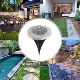 Resim Technojet Solar Güneş Enerjili 8 Ledli Kazıklı Çim Zemin Bahçe Aydınlatma 3 W Beyaz Işık (1 Adet) 
