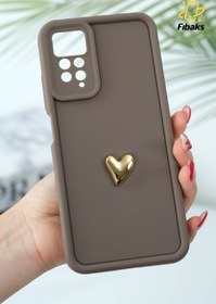 Resim Fibaks Redmi Note 11 Pro/12 Pro 4G Kılıf 3D Kalp Tasarımlı Kahverengi Desenli Kamera Korumalı Kapak 