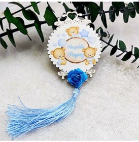 Resim Çiçekli Ve Püsküllü Ahşap Bebek Şekeri Magnet 30 Adet 