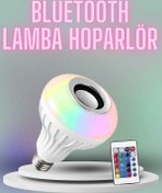Resim LAMİATAKI Kumandalı RGB Led Işık Bluetooth Hoparlör Ses Lambası Renkli Ampul 