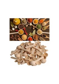 Resim 12 Adet Ahşap Baharatlık - Ölçek Kaşığı - Ahşap Kaşık 7 Cm 