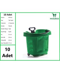 Resim Tekerlekli Plastik Market Alışveriş El Sepeti 40 Litre Yeşil 10 Adet 