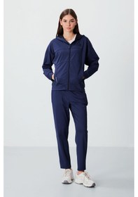Resim Tommy Life İndigo Kapüşonlu Gizli Cep Detaylı Standart Kalıp Kadın Eşofman Takımı - 95306 Indıgo 