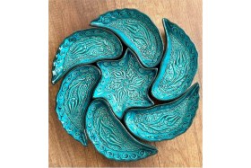 Resim Feyza Design El Yapımı Çini Seramik Rüzgar Gürültülü Kahvaltılık ve Çerezlik 